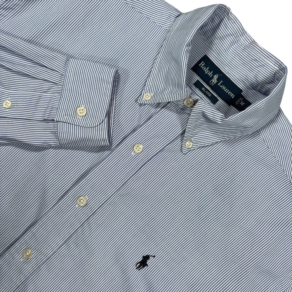 Vintage Ralph Lauren Blake Button Down Shirt Mens M Navy Blue Striped Oxford Y2K
